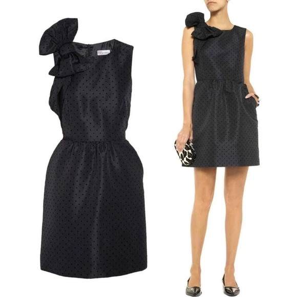 RED Valentino One Shoulder Black Polka Dot Dress - Picture 3 of 9